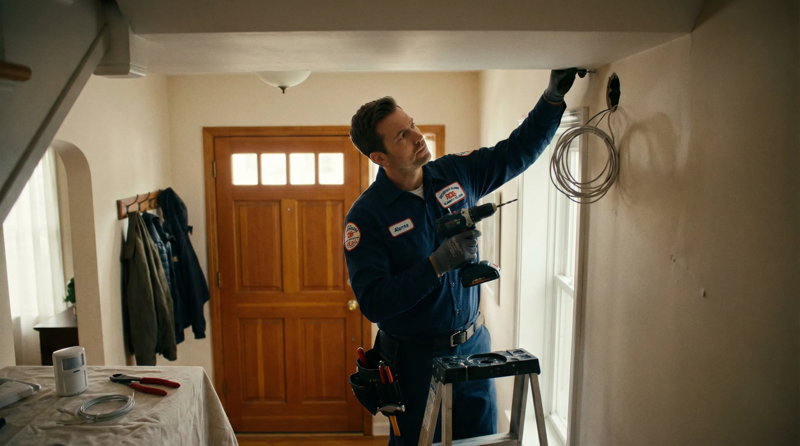 Alarm field service professional at work