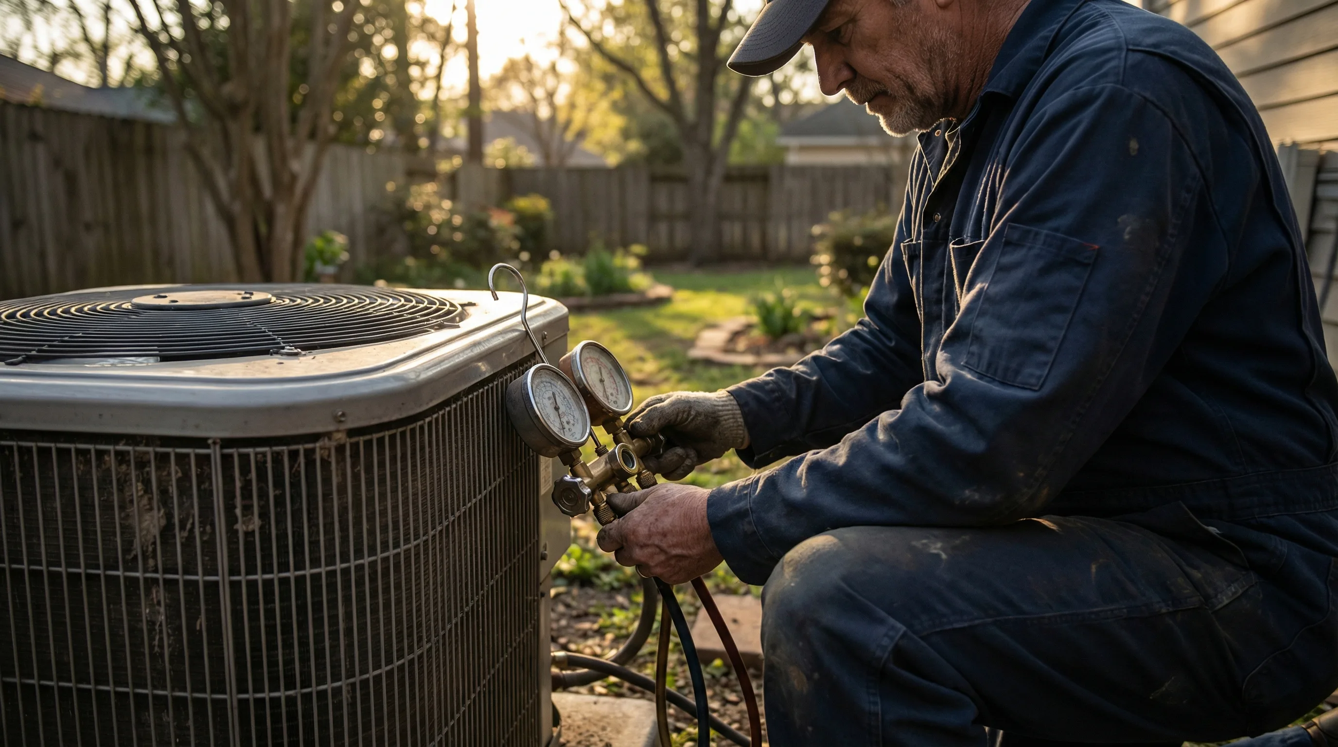 HVAC field service professional at work