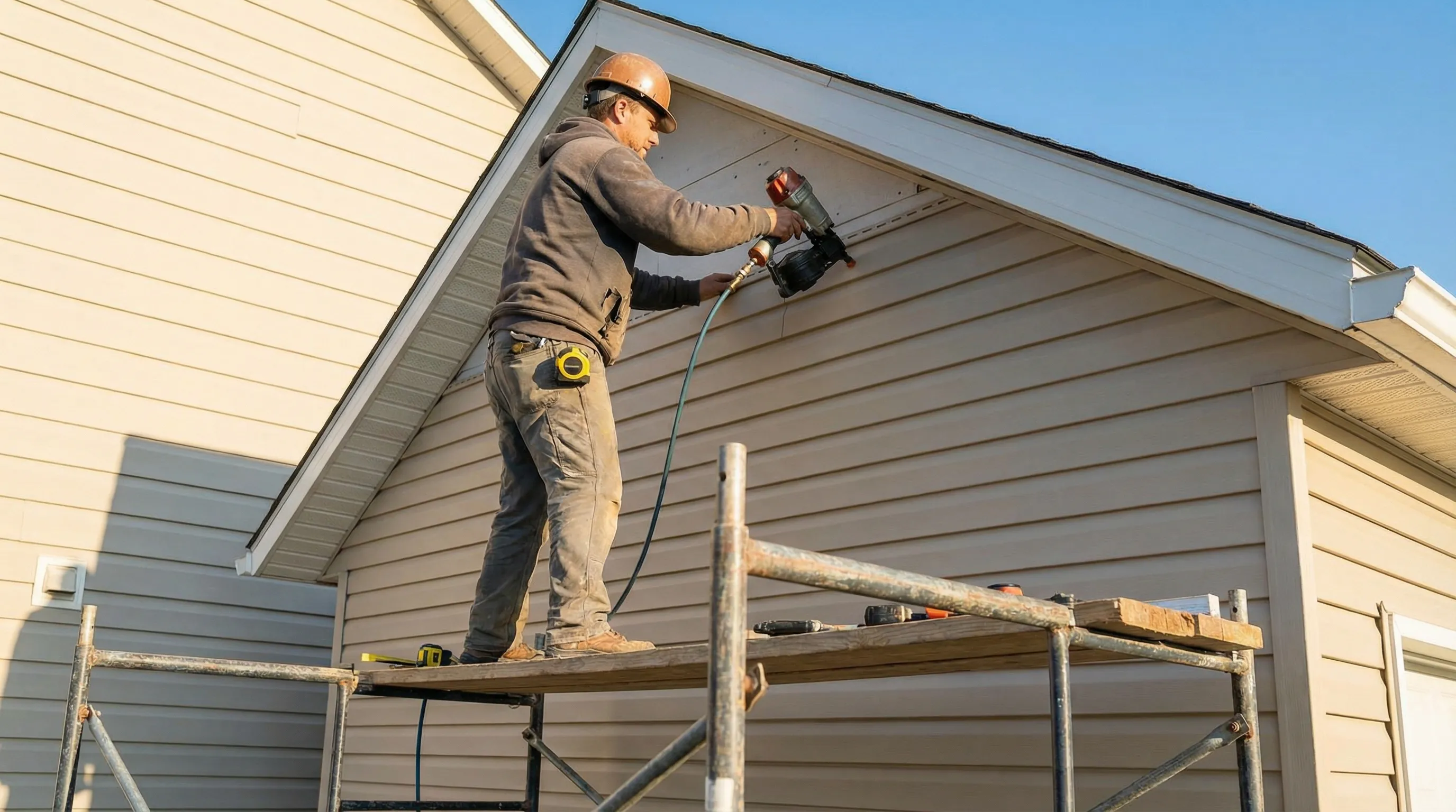 Siding field service professional at work